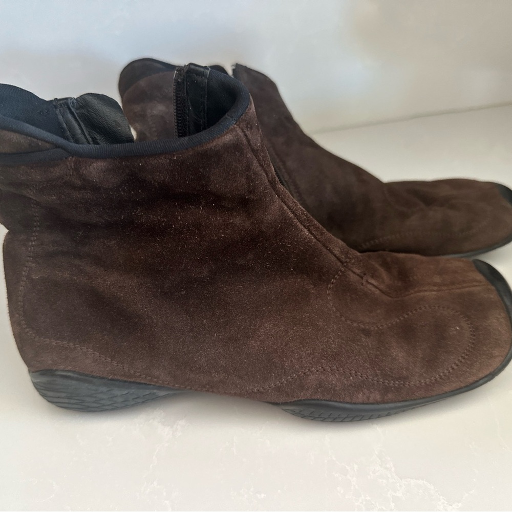 Prada brown suede abile booties with side zipper. Size 5 Nice condition